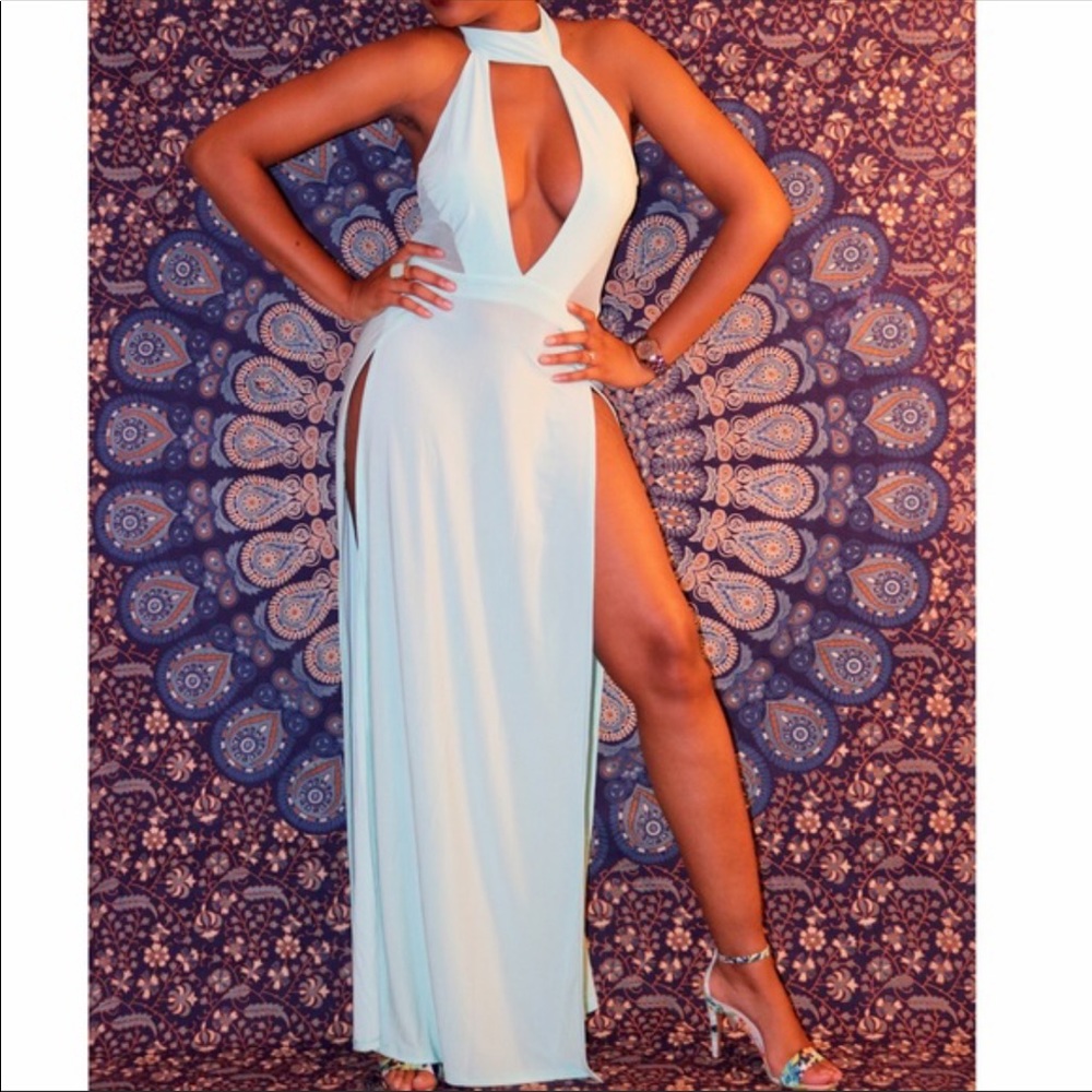 Thigh high slit dress